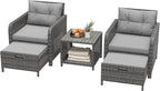 LHBcraft Outdoor Furniture 5 Piece Patio Conversation Set, PE Rattan Patio Set - Image 8