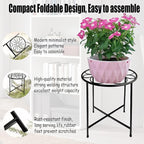 Plant Stand, Retro Design Round, Rust-Proof Coated Metal Pot Stand - Image 4