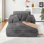 56" Oversized Chaise Lounge Chair Indoor, Plush Faux Fur Sleeper Sofa Couch Bed - Image 9