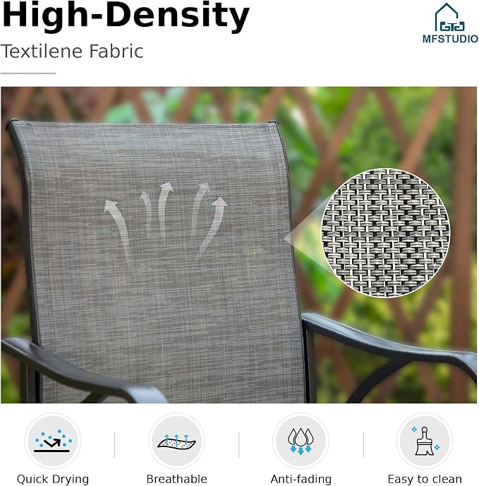 MFSTUDIO Outdoor Bar Stools Set of 2, Swivel Bar Height Patio Chairs Outdoor - Image 2