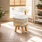YMYNY Foot Stool Natural Seagrass Hand Weave, 12.6" Small Ottoman, Round - Image 4