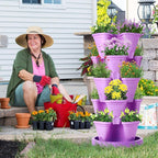 Umigy 2 Set 5 Tier Stackable Planters Vertical Garden Planters - Image 7