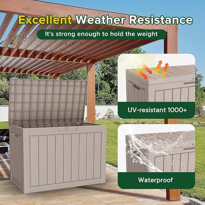 TARKARI 45 Gallon Lockable Resin Deck Box, Waterproof & UV-Resistant Outdoor - Image 3