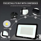 4Pack LED Flood Light Outdoor, 100W LED Work Light 11000lmwith 6FT US Plug - Image 5