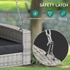 YITAHOME 3-Seats Outdoor Hanging Porch Swing Chair Rattan Black Wicker Patio - Image 4