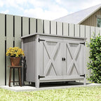 Outsunny Wood Garden Shed, Compact Outdoor Storage Cabinet Potting Shed - Image 8