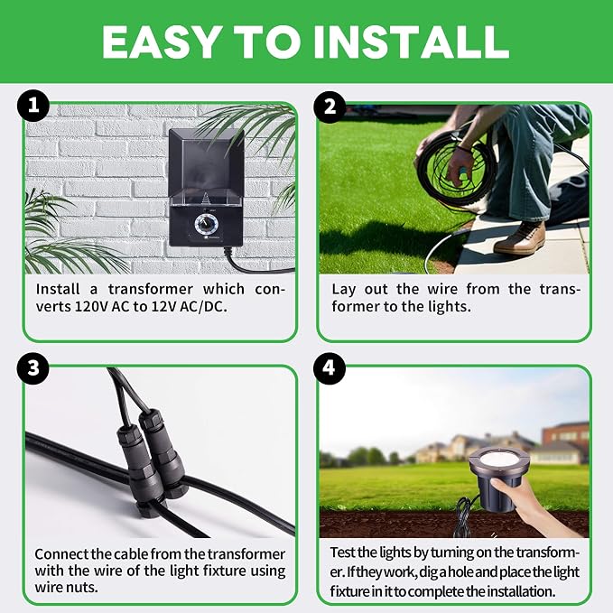 LED Well Light Kit, 6 Pack In Ground Landscape Lights and 100W Transformer and - Image 8