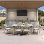 PURPLE LEAF 7-Piece Patio Dining Set Outdoor Furniture Rectangular Table and by PURPLELEAF