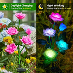 RECHOO Solar Garden Lights Outdoor Decorative, 3 Pack Solar Flower Lights - Image 2