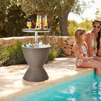 Tangkula Outdoor Cool Bar Table, Rattan Style Patio 8 Gallon Beer and Wine - Image 2