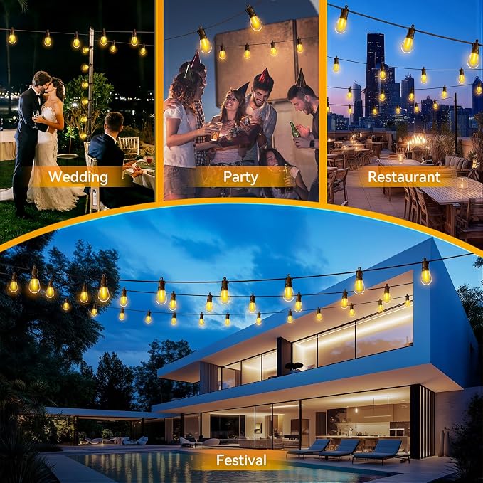 Outdoor String Lights Patio LED Light Outside - 15M 15+1 S14 LED IP65 - Image 6