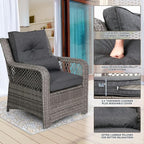HOMREST 6 Piece Patio Furniture Set, Wicker Outdoor Conversation Sofa Set w/ 2 - Image 3
