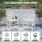 Outdoor Patio Tall Adirondack Bar Chairs Set of 2, All-Weather HDPE Bar Height - Image 2