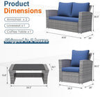 Wisteria Lane 4 Piece Patio Furniture Set, Wicker Outdoor Patio Conversation - Image 2