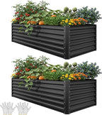 YITAHOME 8x4x2ft 2pcs Large Raised Garden Bed, Galvanized Metal Planter Box by YITAHOME