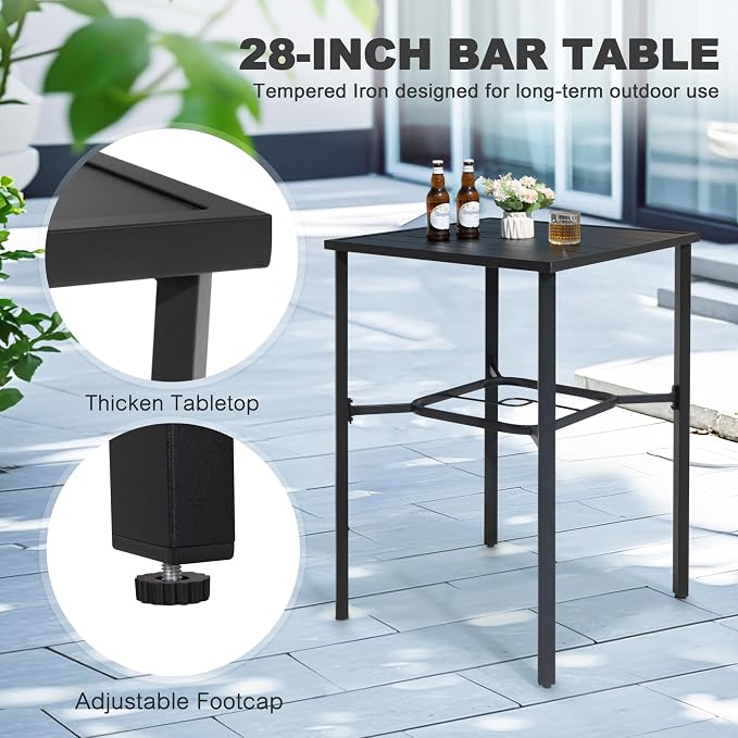 NUU GARDEN 5 Piece Outdoor Bar Set, Bar Height Patio Bistro Set, Textilene - Image 8