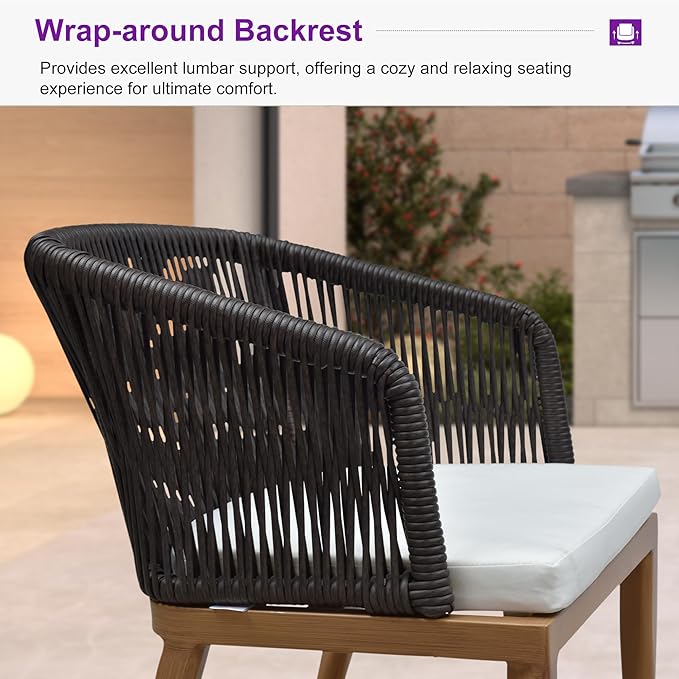 PURPLE LEAF Patio Dining Set 9 Pieces Furniture Set Aluminum Rattan Wicker - Image 3