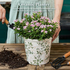 Ceramic Planter with Drainage Hole, Plastic Tray & Mesh, 6.7 Inch - Image 2