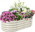 17" Tall Elevated Oval Metal Raised Garden Bed - 4ft x 2ft in Size and 0.8MM by TBMLC