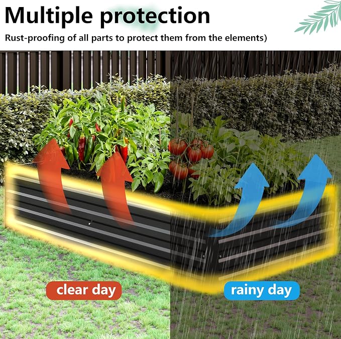 Vengarus 6x3x1FT Galvanized Raised Garden Bed Kit, Outdoor Metal Planter Box - Image 5