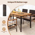 Tangkula 6 Pieces Patio Dining Table Set, Outdoor Rectangular Acacia Wood Table - Image 5