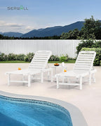 SERWALL Outdoor Chaise Lounge Set of 6, HDPE Pool Lounge Chair - Image 6