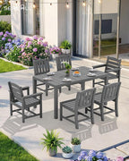 SERWALL 7-Piece Outdoor Dining Set, All Weather HDPE Outdoor Furniture Set - Image 9