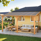 AECOJOY 14' x 10' Gazebo for Patio, Wood Grain Hard Top Lean to Gazebo Pergola - Image 3