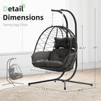 Double Egg Chair with Stand Hammock Swing Chair Foldable Hanging Loveseat - Image 2