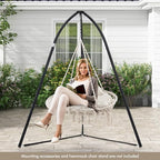 Tangkula 2-Person Hanging Hammock Chair, Boho Style Macrame Hammock Swing - Image 9
