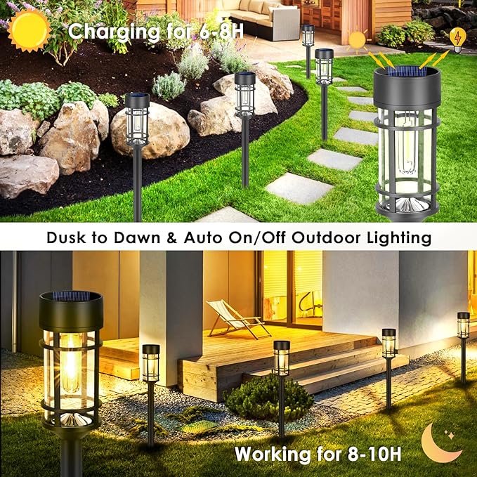 Mancra Solar Pathway Lights, 8 Pack LED Solar Lights Outdoor Waterproof - Image 5