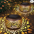 Solar Lanterns Outdoor Waterproof Decor: 2 Pack Red Copper Hollow Out Retro by NFEVER
