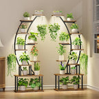 Plant Stand Indoor with Grow Lights, 9 Tiered Metal Plant Shelf, Large Plant by BACEKOLL