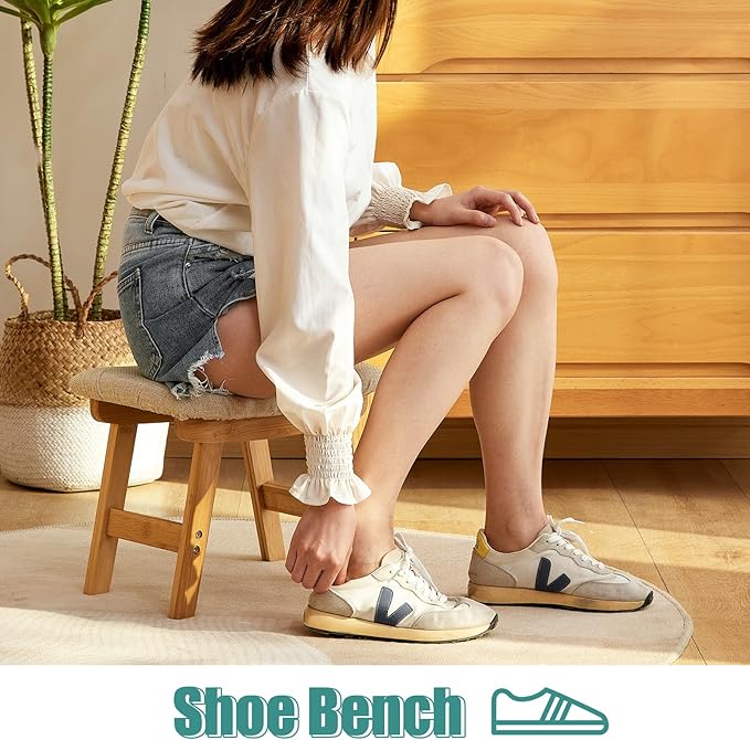 Foot Stool, Foot Stool Small, Ottoman Foot Rest, Wood Stool - Image 2