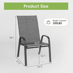 Patio Chairs Set of 6, Stackable Outdoor Dining Chairs - Image 3