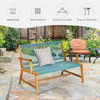 Tangkula 2-Person Patio Acacia Wood Bench Loveseat Chair, Outdoor Patio Acacia - Image 8