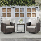 Belord Outdoor Bistro Set 3 Piece Wicker Swivel Rocker Patio Chairs, Oversize by Belord
