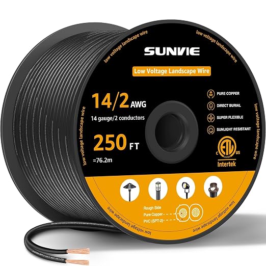 SUNVIE 14/2 Low Voltage Landscape Lighting Wire 250FT by SUNVIE