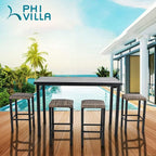 PHI VILLA Outdoor Bar Stools Set of 4, 26” Wicker Seat Counter Height Backless - Image 8