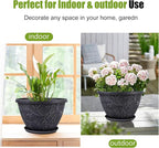 4 Pack 8 Inch Flower Pots for Outdoor Indoor, Plastic Plant Pots - Image 4