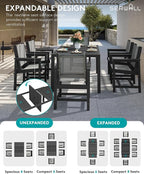 SERWALL 7-Piece Patio Dining Sets, All Weather HDPE Patio Furniture Set - Image 4