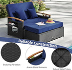 Moccha Outdoor Wicker Daybed, Patio Rattan Loveseat Sofa w/ 4-Level Adjustable - Image 5