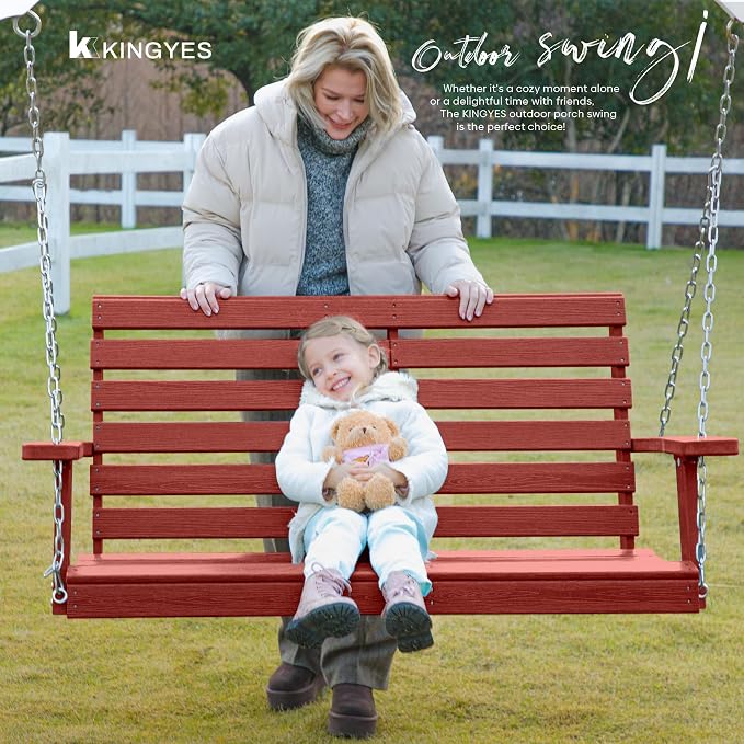 KINGYES Outdoor Hanging Patio Swing Set of 2, 2 Seat Swing Chair - Image 6