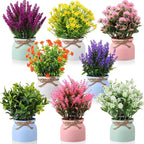 Cindeer 8 Pcs Large Artificial Potted Flowers Fake Potted Plants Plastic Faux by Cindeer