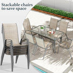 TLSUNNY 7 Pieces Patio Dining Set, Outdoor Table and Chairs W/1.69″ Umbrella - Image 3
