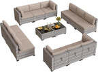 12-Seat Modular Patio Furniture Set – Outdoor Wicker Sectional Sofa - Image 9