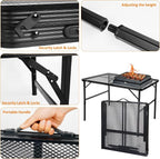 4 ft Folding Table with Metal Mesh Desktop, Grill Table Camping Table with - Image 6