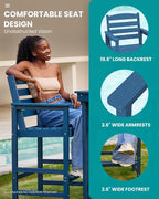 SERWALL Outdoor Bar Table and Chairs Set, Adirondack Bar Chairs Set of 2 and - Image 4