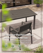 Outdoor Patio Dining Chairs Set of 2, 350LBS Capacity Aluminum Patio Dining - Image 5