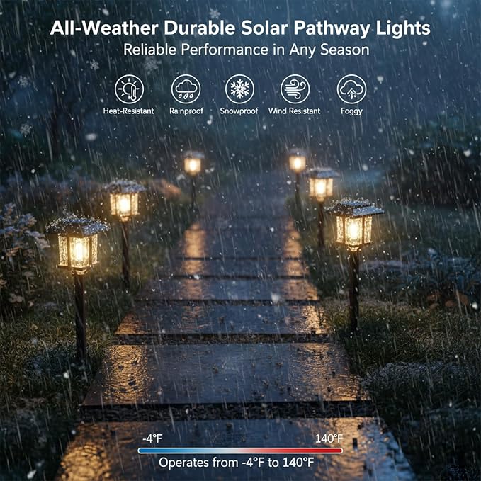 XMCOSY+ Solar Pathway Lights Outdoor, 2-Tone LED Waterproof Garden Outdoor - Image 5